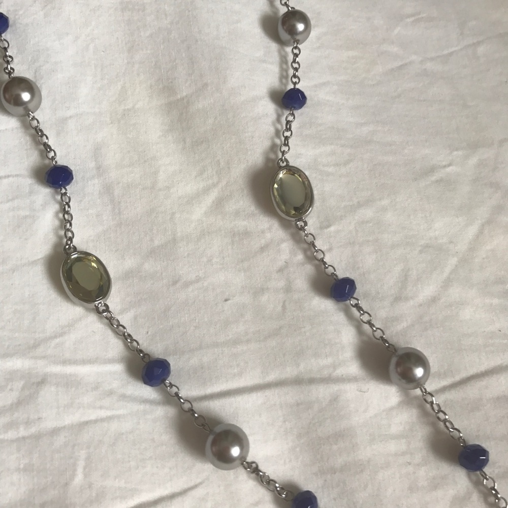 Ann Taylor long silver and blue necklace - Picture 3 of 3
